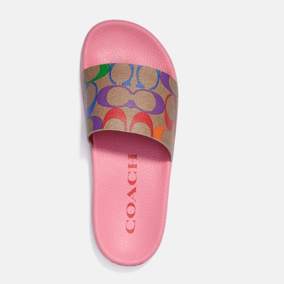🌈Coach Uli Sport Slide In Rainbow Signature Canvas *Special Edition* 7 8 10 11 - Picture 4 of 9
